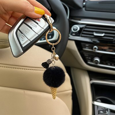 Porte clés | Cornet de Glace Pompon Duveteux