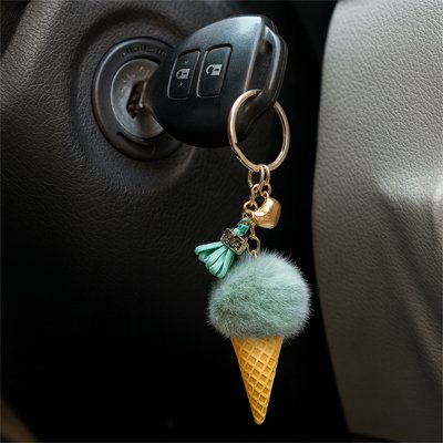 Porte clés | Cornet de Glace Pompon Duveteux
